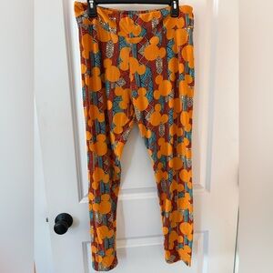 LuLaRoe Disney Women's Leggings with Orange and Blue Geometric Pattern